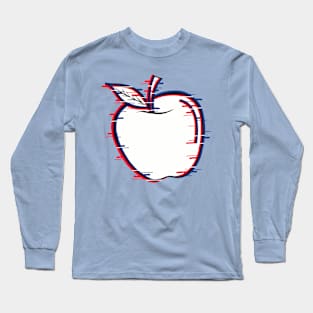 Glitched effect on an apple Long Sleeve T-Shirt